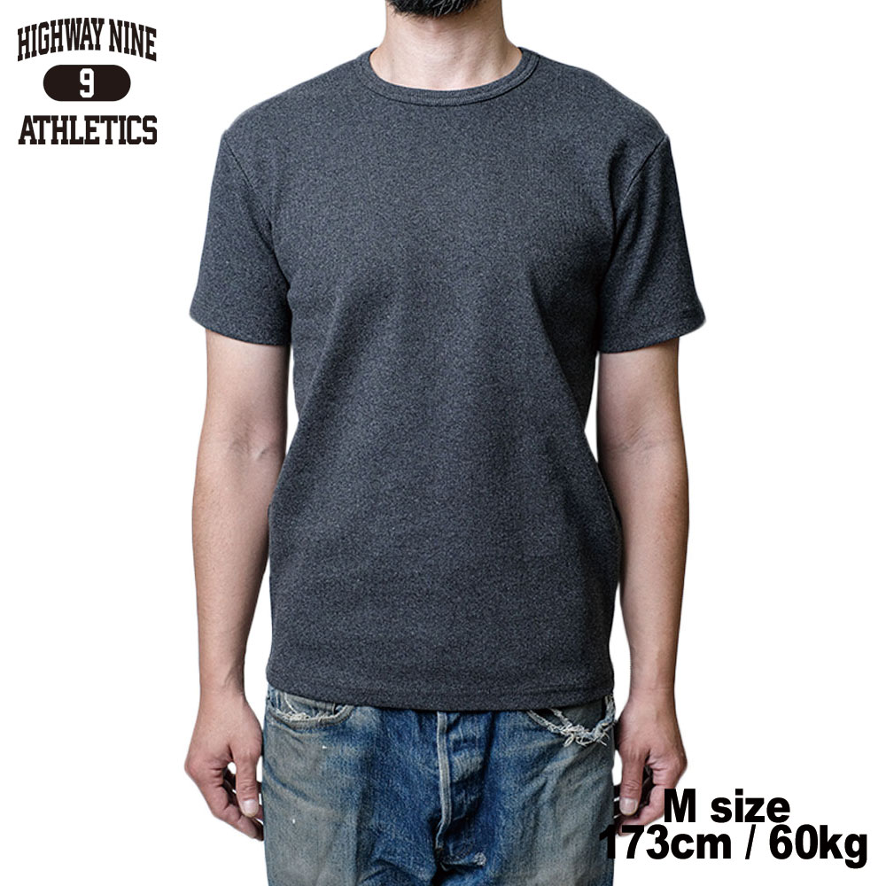 C-NECK RIB S/S Tee  / CHARCOAL / HIGHWAY NINE �ϥ��������ʥ���