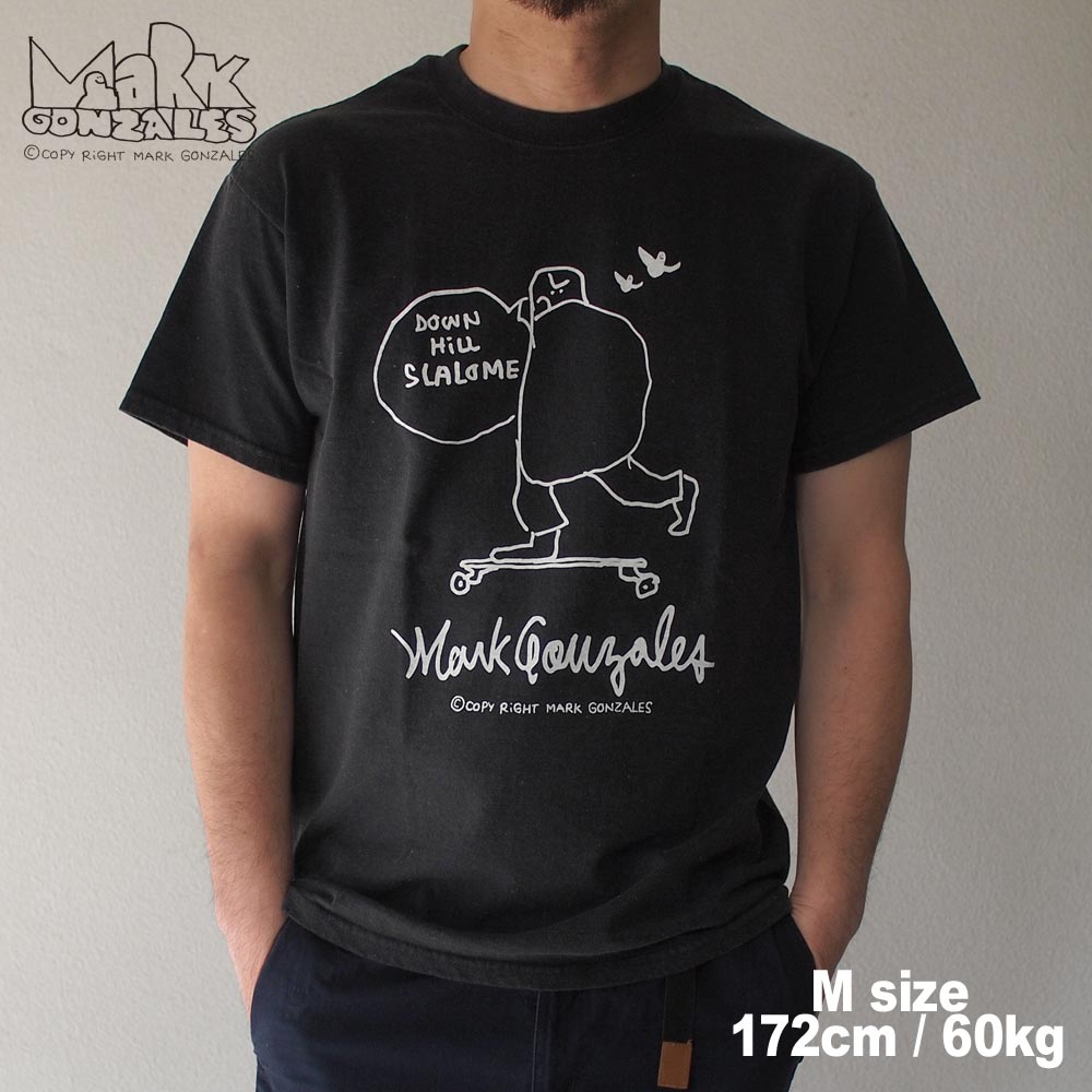 MARK GONZALES " DOWN HILL  " S/S Tee / BLACK #VINTAGE WASH