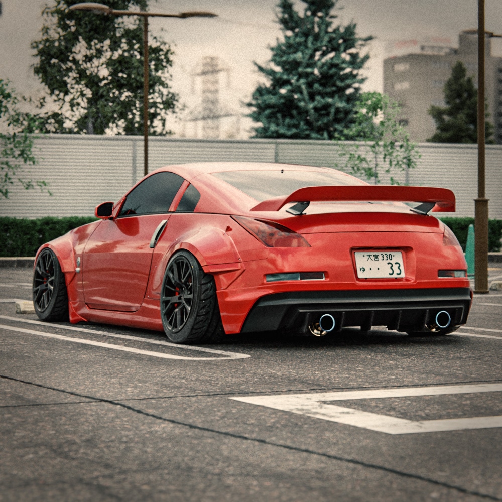 z33 フェアレディZ リア スポイラー ウィング ダックテール スキッド