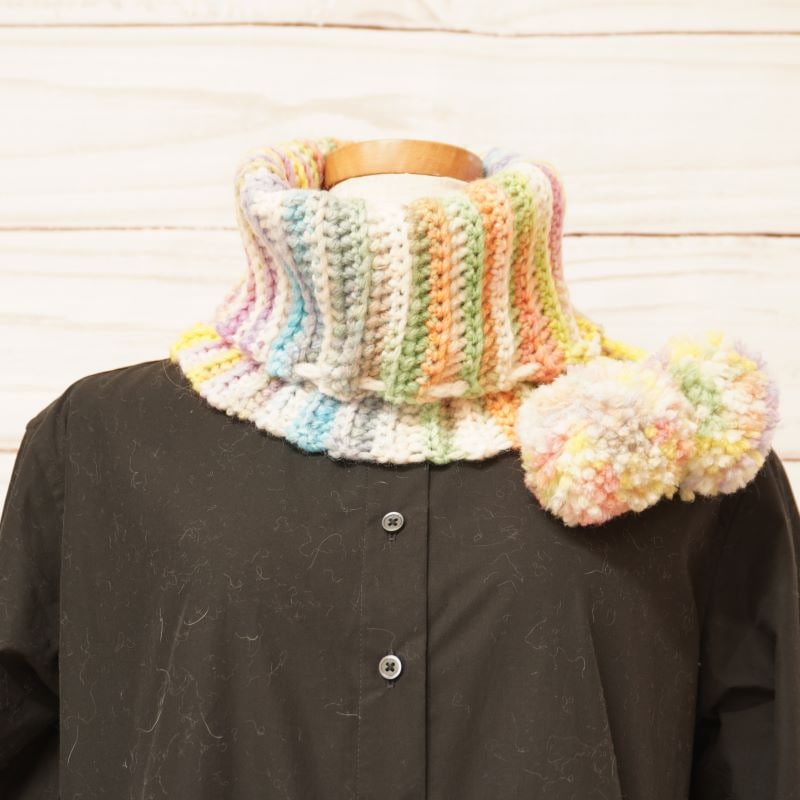 カテーナマルチカラー 2wayうね編み帽子＆スヌード ウール アクリル