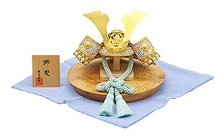 朔太郎作 淡青裾濃威 兜 5号