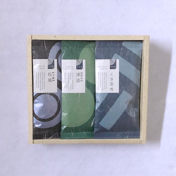 玉露松風(100g袋入）・ 煎茶深道(100g袋入）・ くき茶雪(100g袋入）　「A-106」