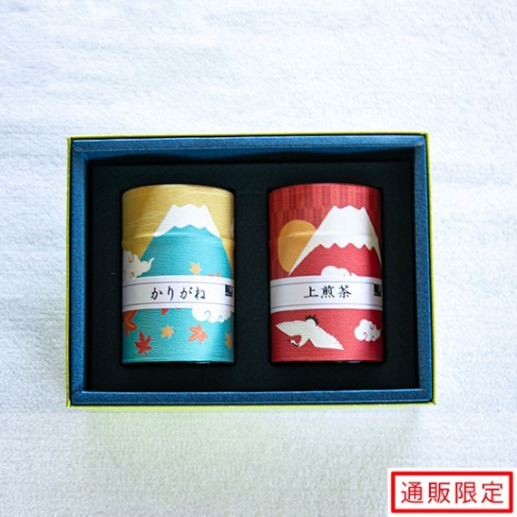 上煎茶・かりがね(くき茶) 100ｇ缶入 茶詰め合わせ（富士山缶）