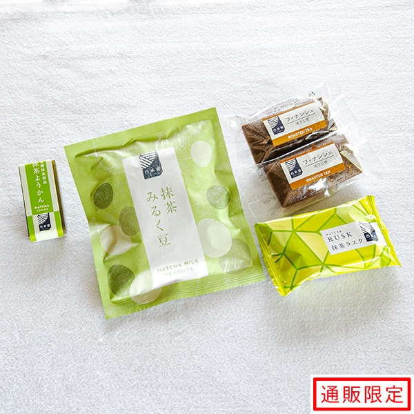 西条園お菓子セット P-502 ほうじ茶フィナンシェ2個・抹茶ラスク・抹茶みるく豆・抹茶ようかん