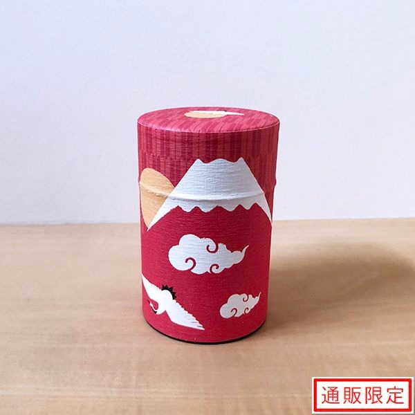 【かりがね(くき茶)100ｇ】缶入 富士山缶（クリアカートン入り）　冬柄