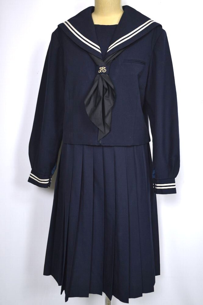 大size 茨城県 境町立境第二中学校 セーラー冬服 前開き | セーラー服