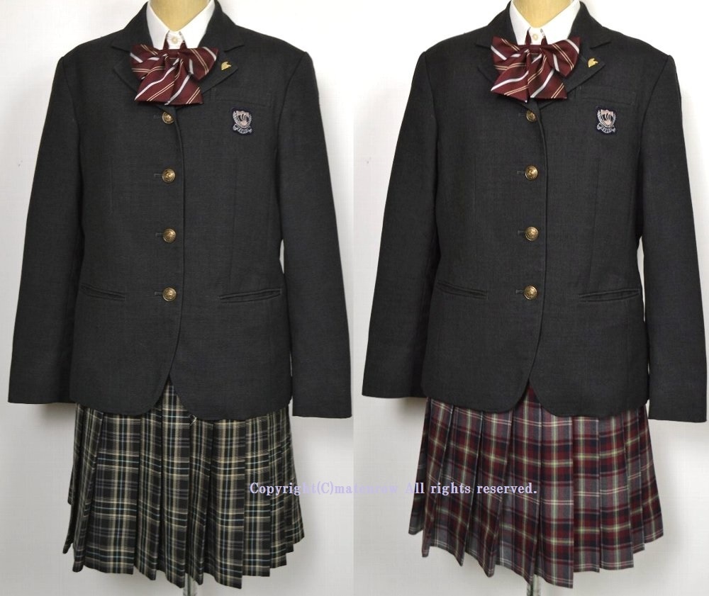 千葉県 植草学園大学附属高等学校 ブレザー冬服 リボン 校章 ベネトン ブランド制服(JNZ2447)-制服ショップ 摩天楼