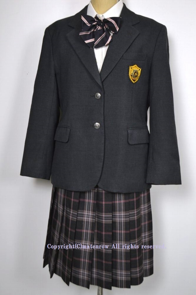 東京都 成立学園高等学校 良チェック柄 ブレザー冬服 リボン