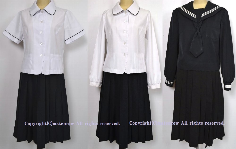 静岡県 3ライン黒セーラー冬服 夏中間服 タイ(B2370) | セーラー服 冬  