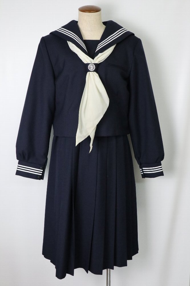 美品 千葉県 堀江中学校 3ラインセーラー冬服 ジャンパースカート 