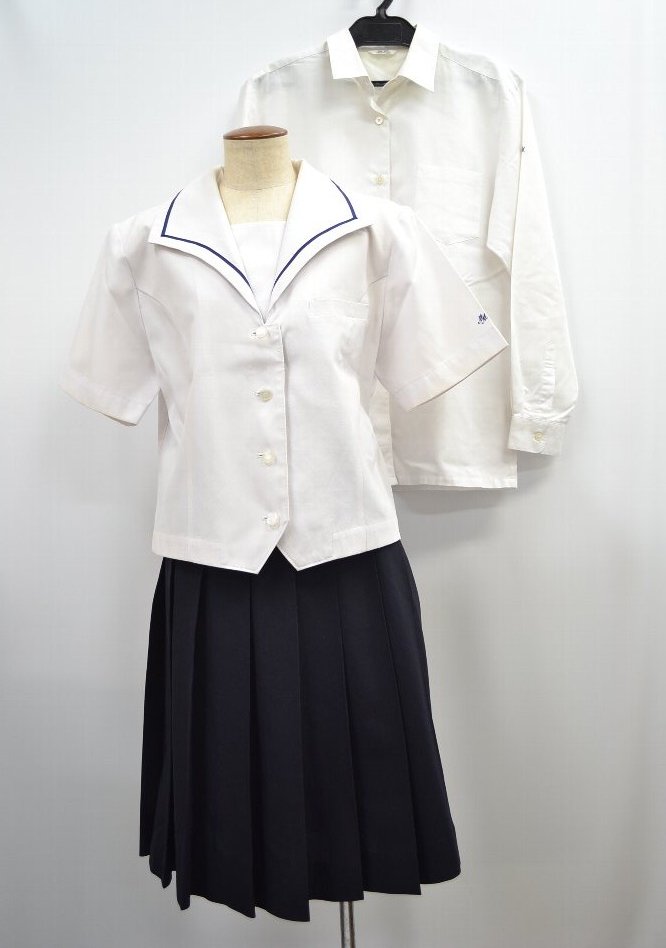 静岡県立 三島南高等学校 セーラー夏服上 長袖ブラウス 前開き＊T0800