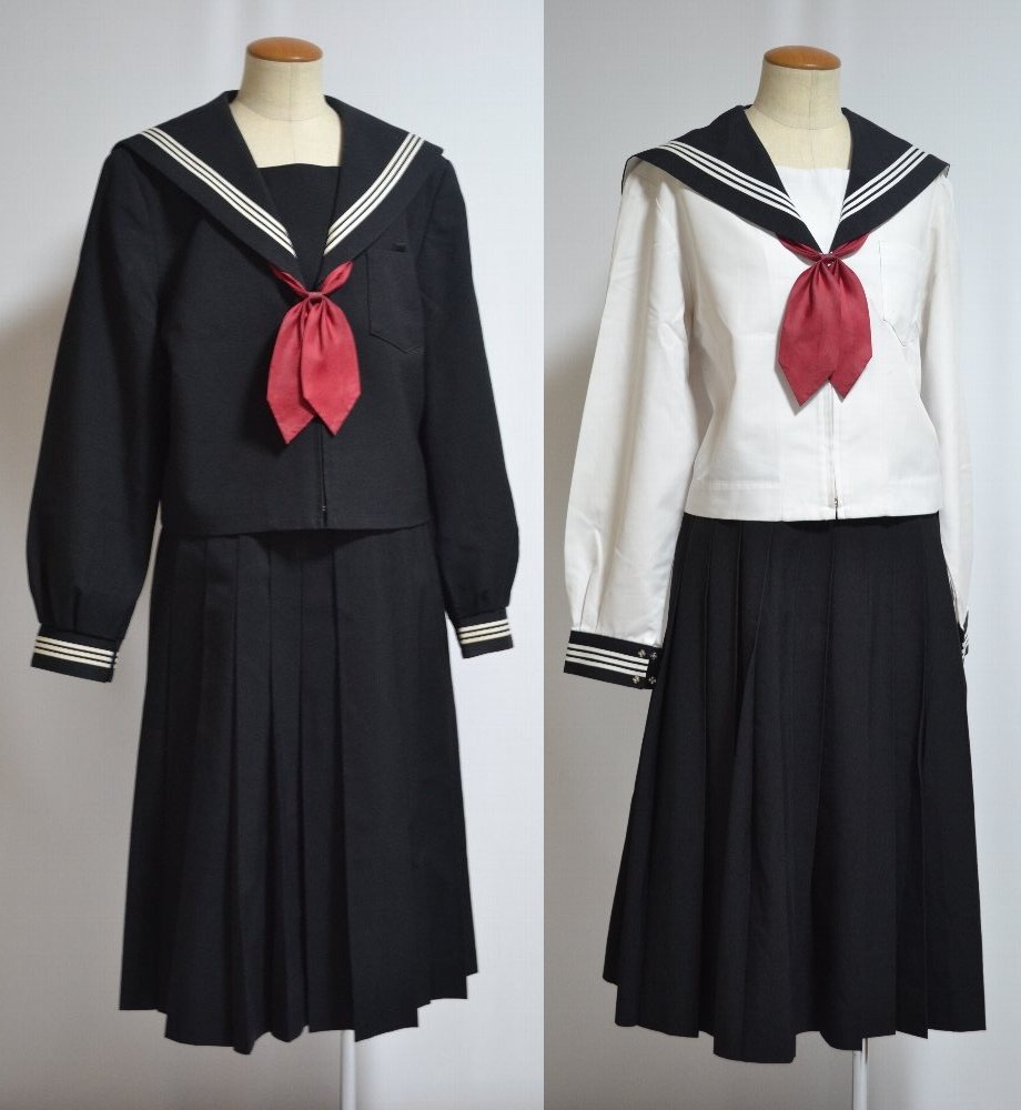 大size 静岡県 中伊豆中学校 セーラー冬中間服 スカーフ 前開き