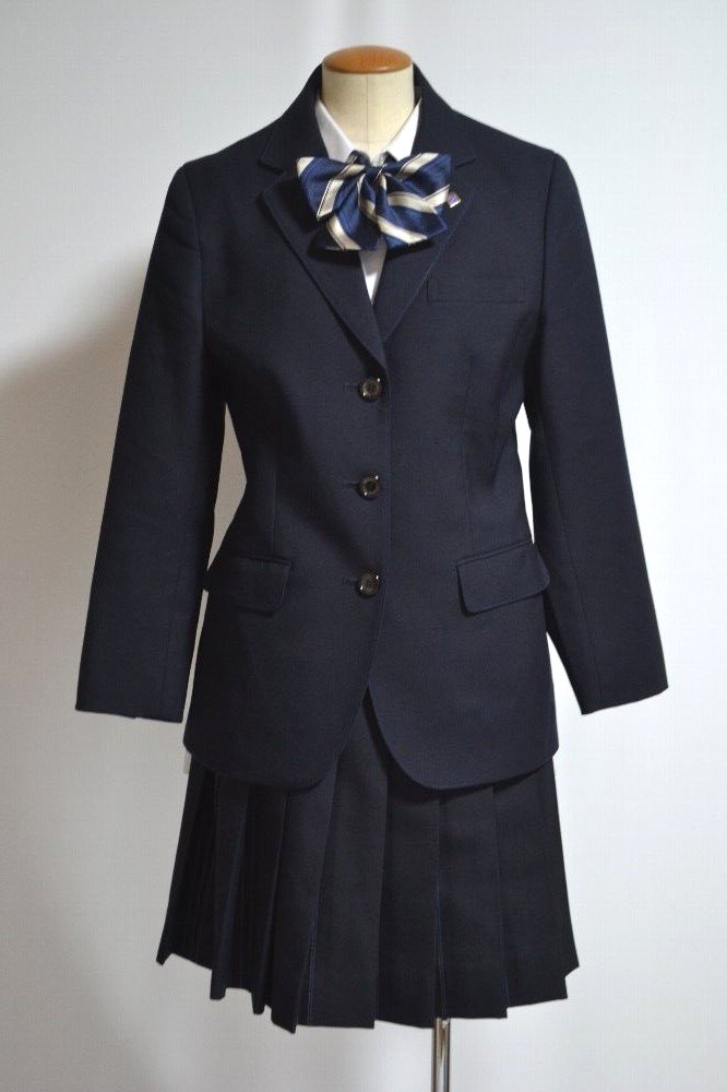 東京都 八王子実践中学校・高等学校 ブレザー冬服 リボン 校章＊T1831 