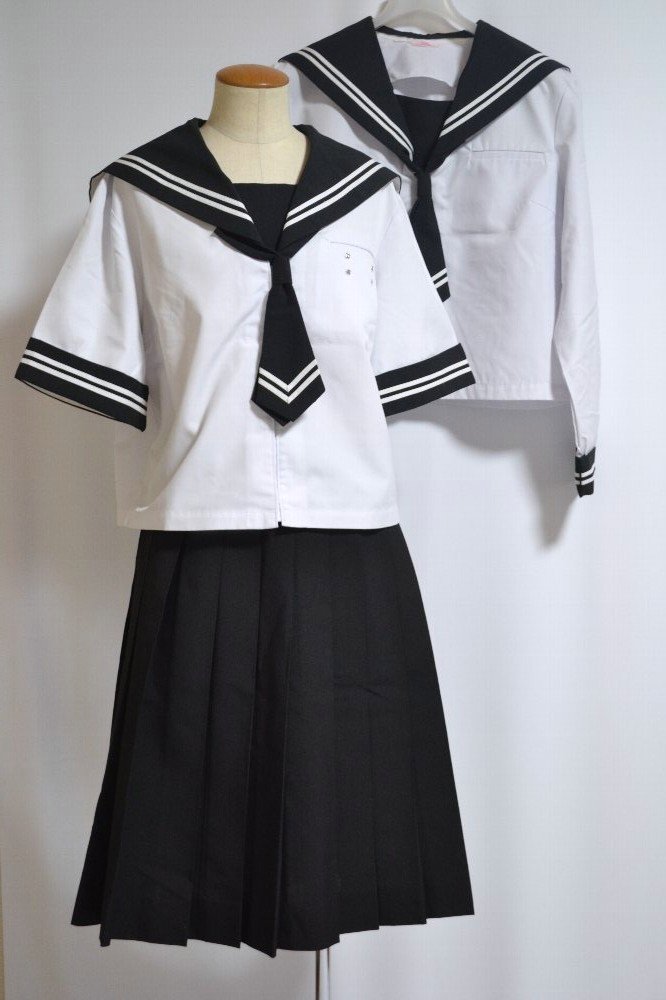 大size 山梨県 河口湖南中学校 セーラー夏中間服 タイ 前開き＊T1884