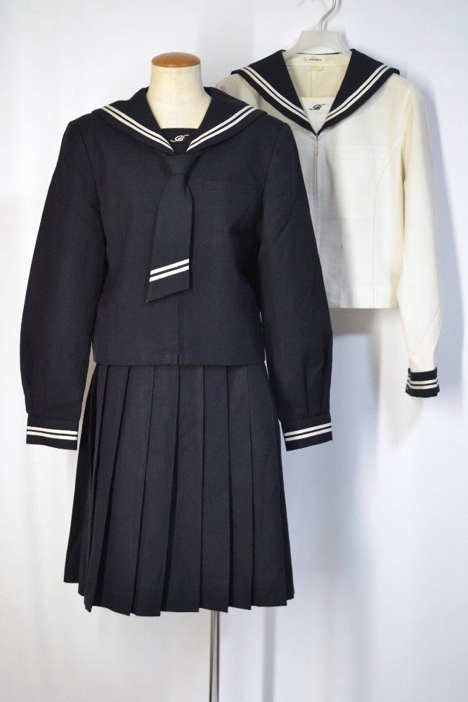 埼玉県 星野学園中学校 セーラー冬中間服 タイ 前開き＊T2061
