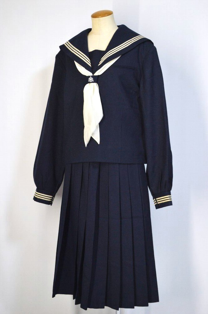 大size 3ラインセーラー冬服 紺プリーツスカート NIKKE＊T3119