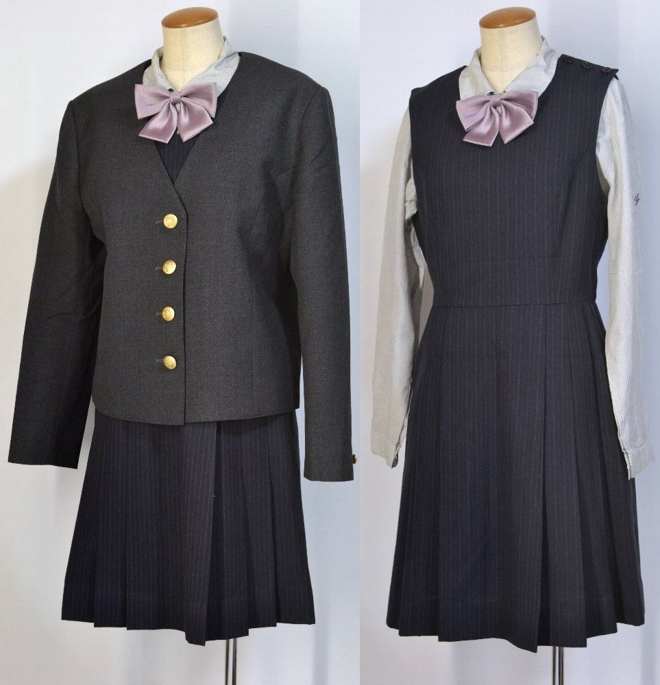 大size 静岡県 加藤学園暁秀中学校・高等学校 襟なしブレザー冬夏服 