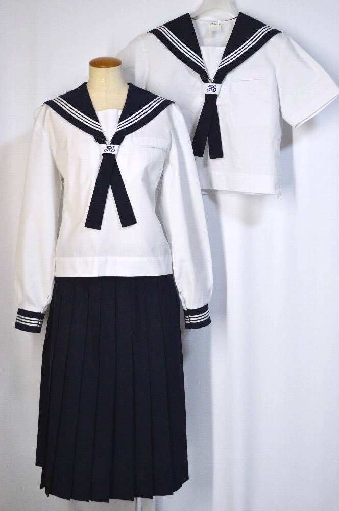 大size 埼玉県 3ラインセーラー夏中間服 タイ付＊T3091 | セーラー服