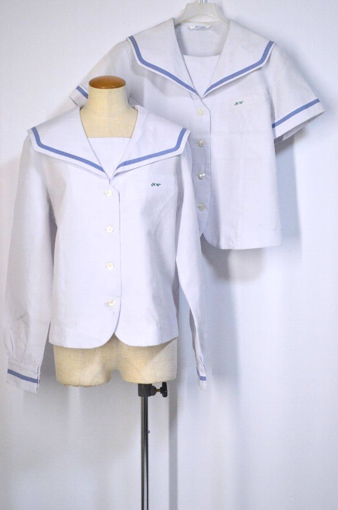 静岡県立 沼津西高等学校 セーラー夏中間服上 前開き＊T3275