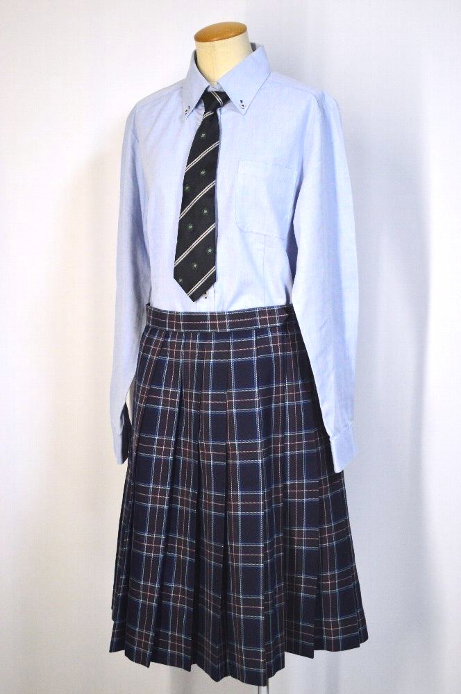 希少】白鵬女子高校 旧制服 青チェックスカート 本物 コスプレ 【公式 