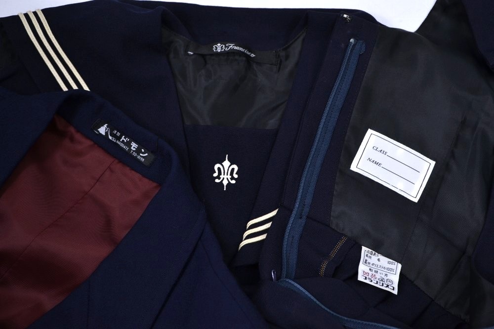 大size 北海道 函館白百合学園中学校・高等学校 ブレザー セーラー冬服