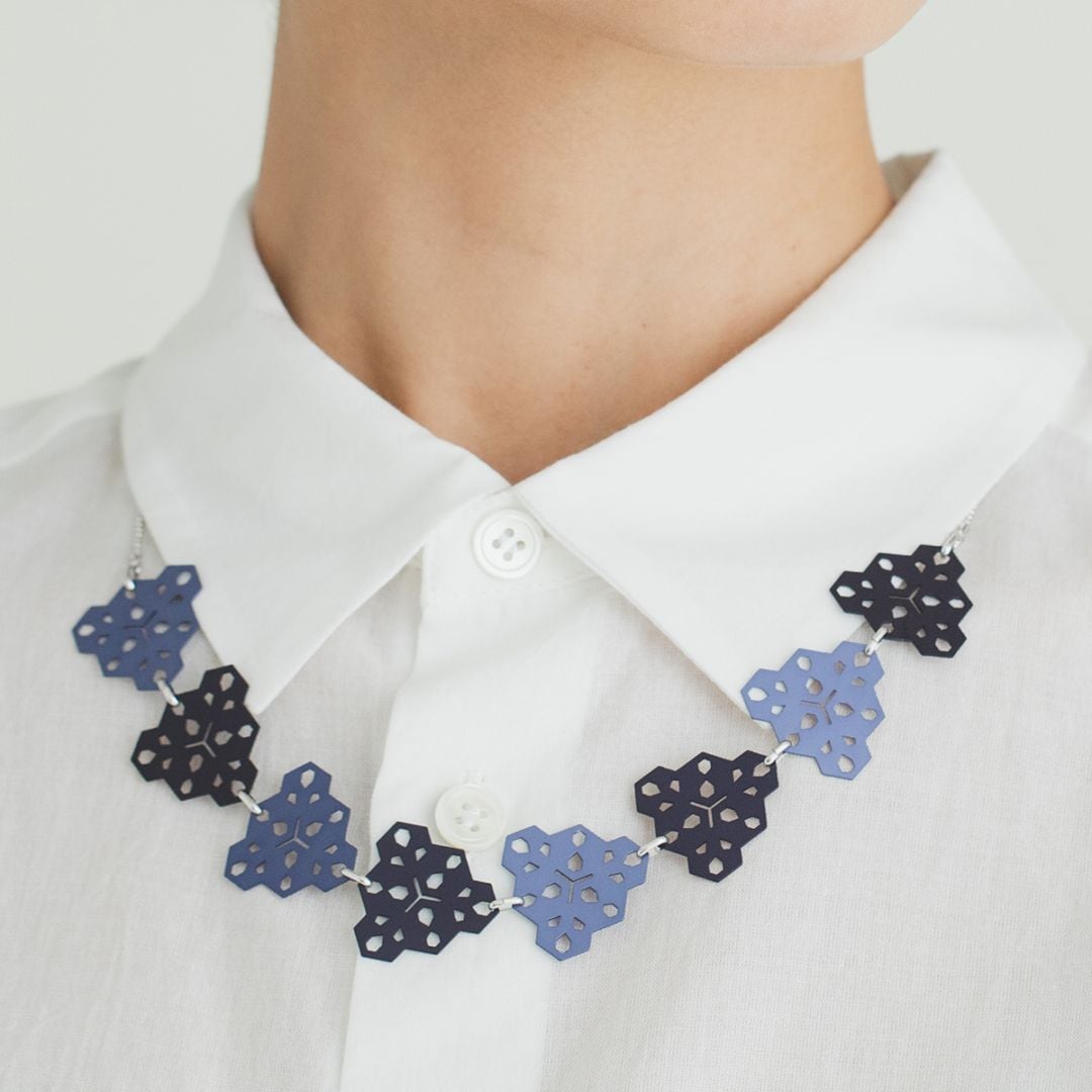 藍染めメタルネックレス / Indigo Dyed Metal Necklace