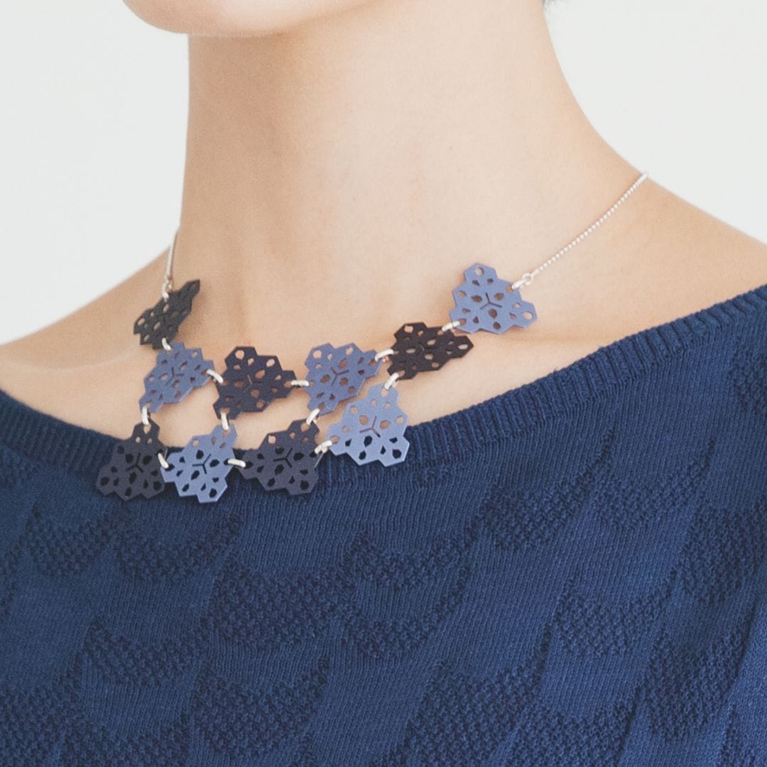 藍染めメタルネックレス(タイプB) / Indigo Dyed Metal Necklace(Type B)