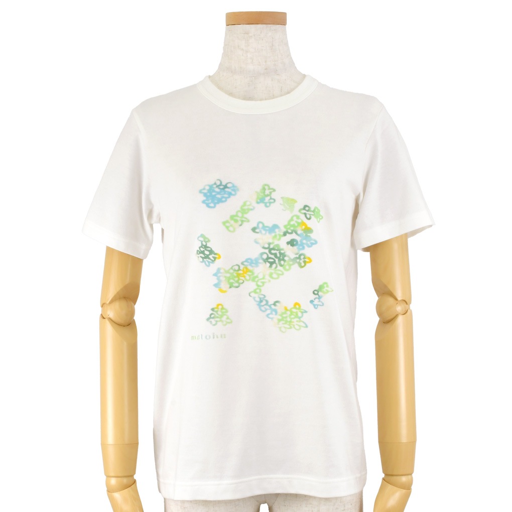 フロッキープリント 丸首Tシャツ