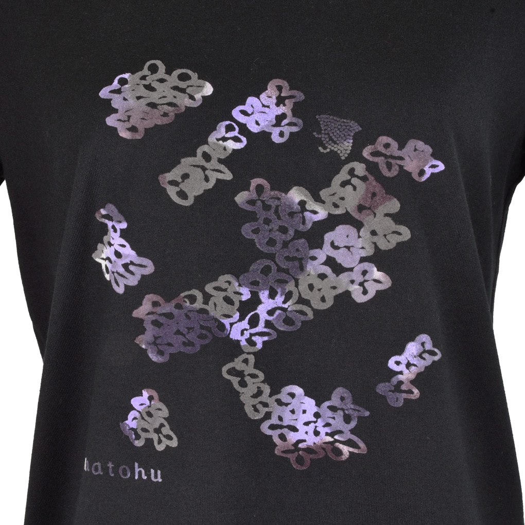 フロッキープリント 丸首Tシャツ