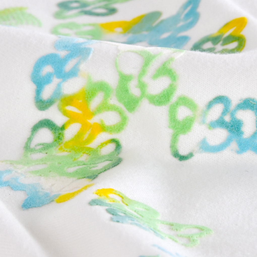 フロッキープリント 丸首Tシャツ