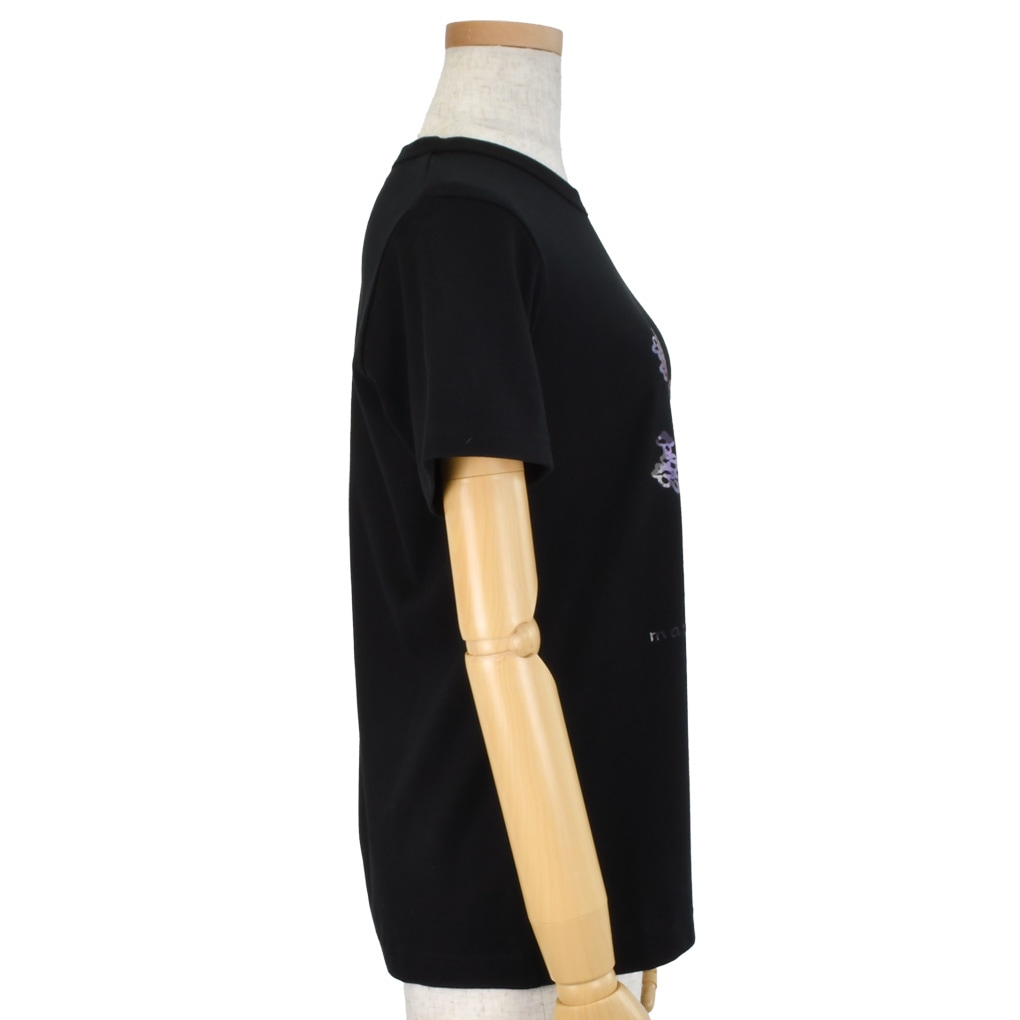 フロッキープリント 丸首Tシャツ