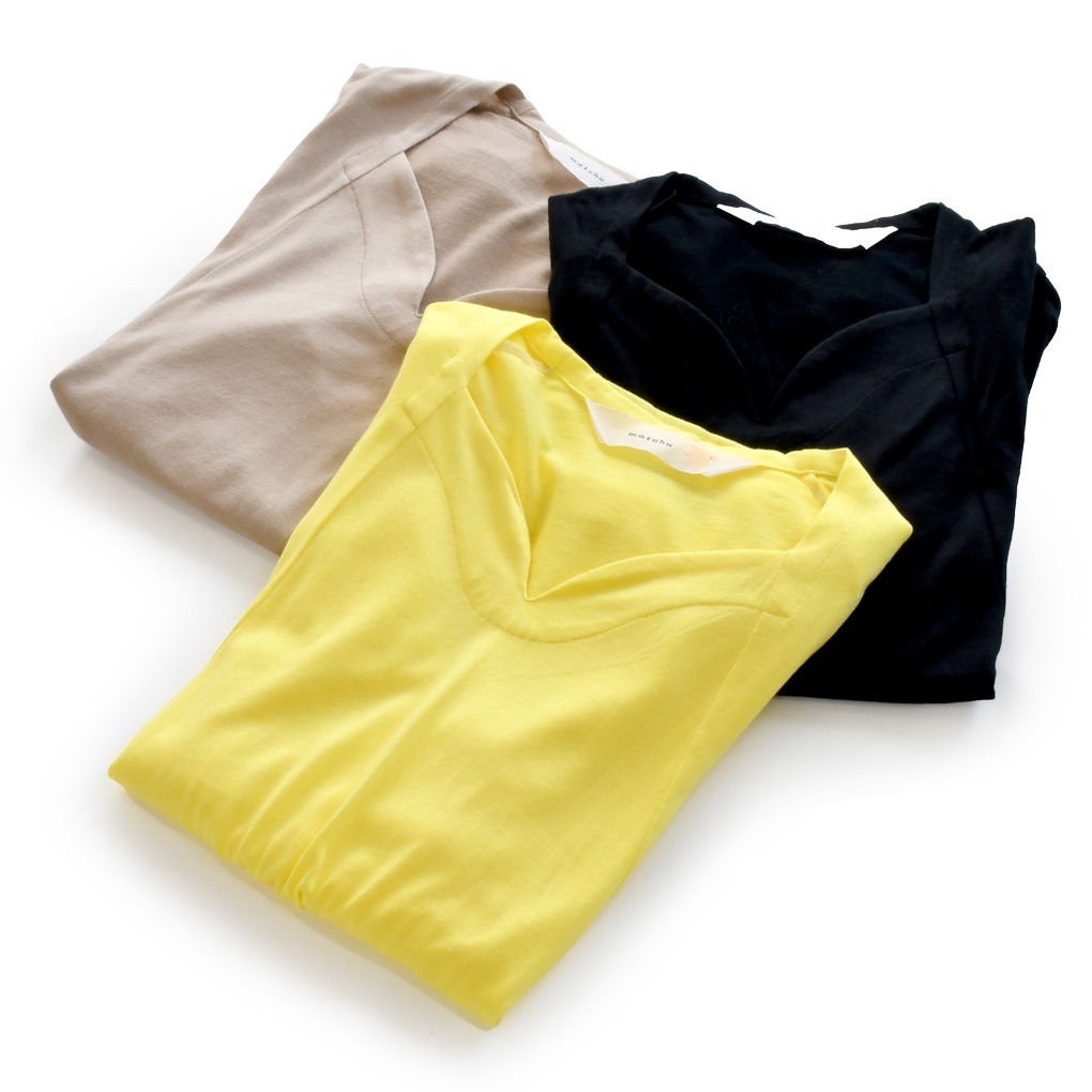 変り衿ぐり長袖Ｔ－天竺