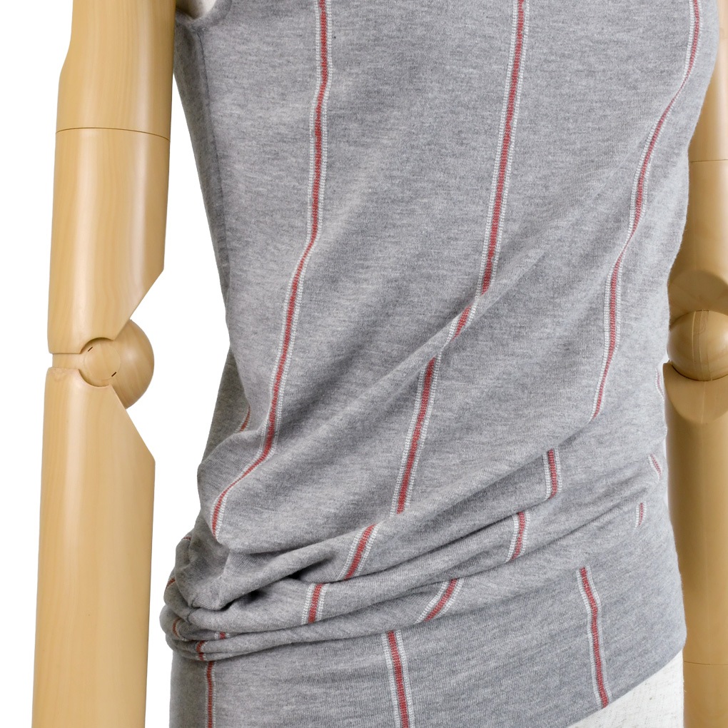 サイドドレープノースリーブT-ストライプ