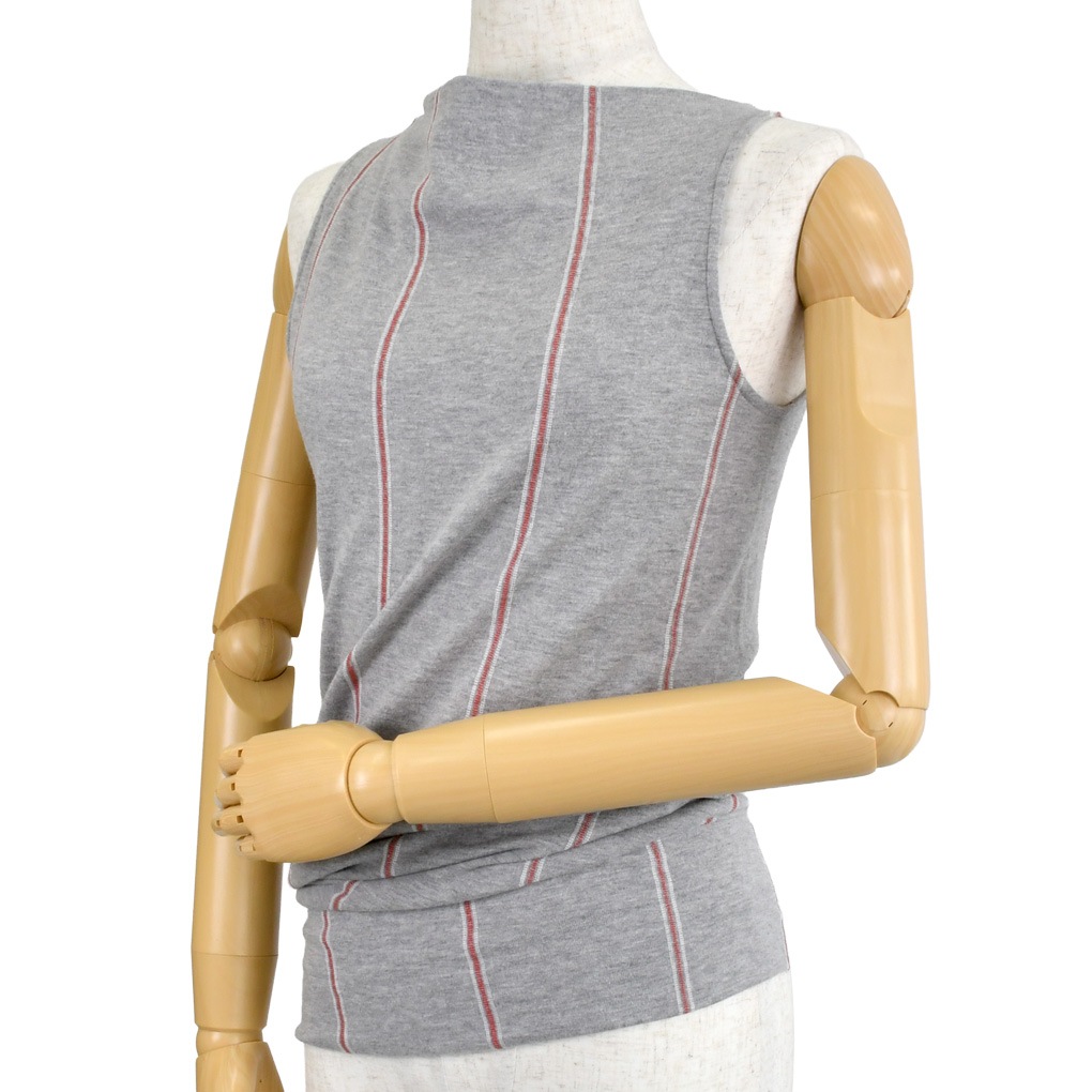 サイドドレープノースリーブT-ストライプ