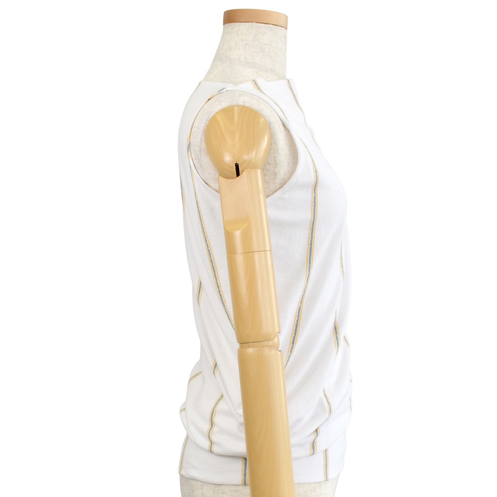 サイドドレープノースリーブT-ストライプ