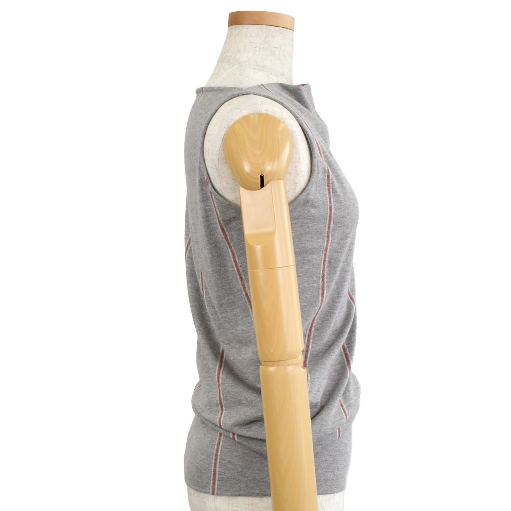 サイドドレープノースリーブT-ストライプ