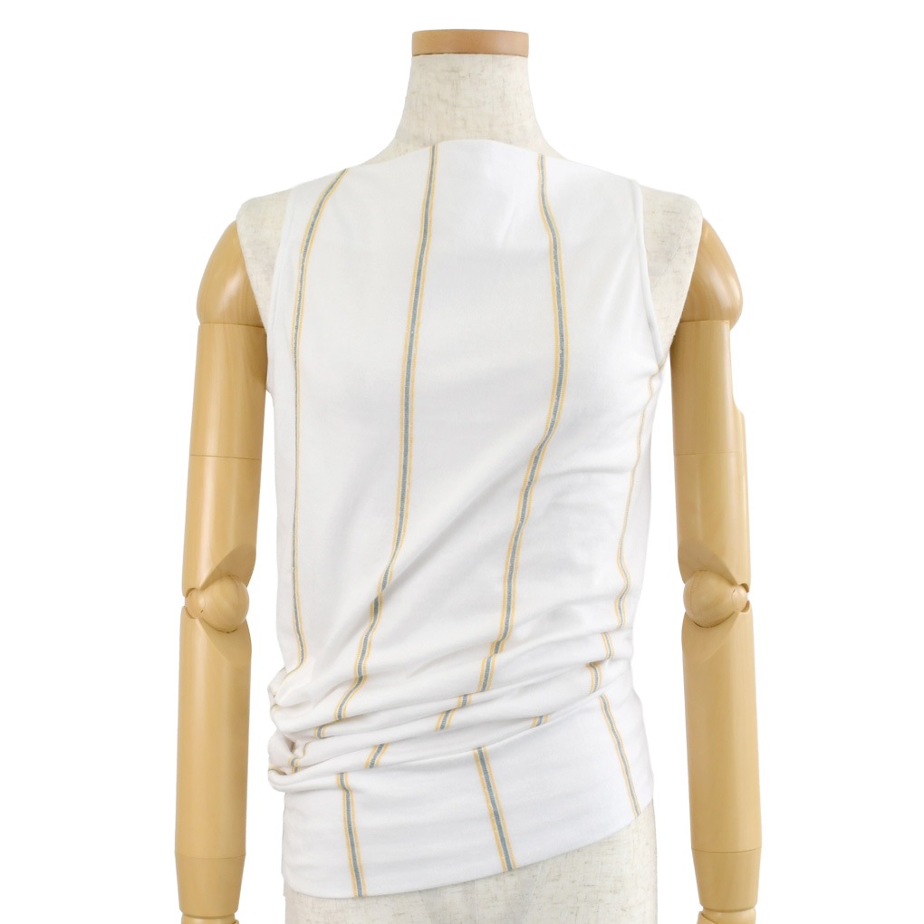 サイドドレープノースリーブT-ストライプ