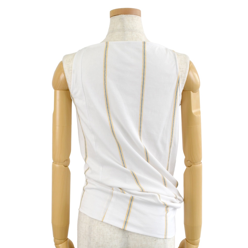 サイドドレープノースリーブT-ストライプ