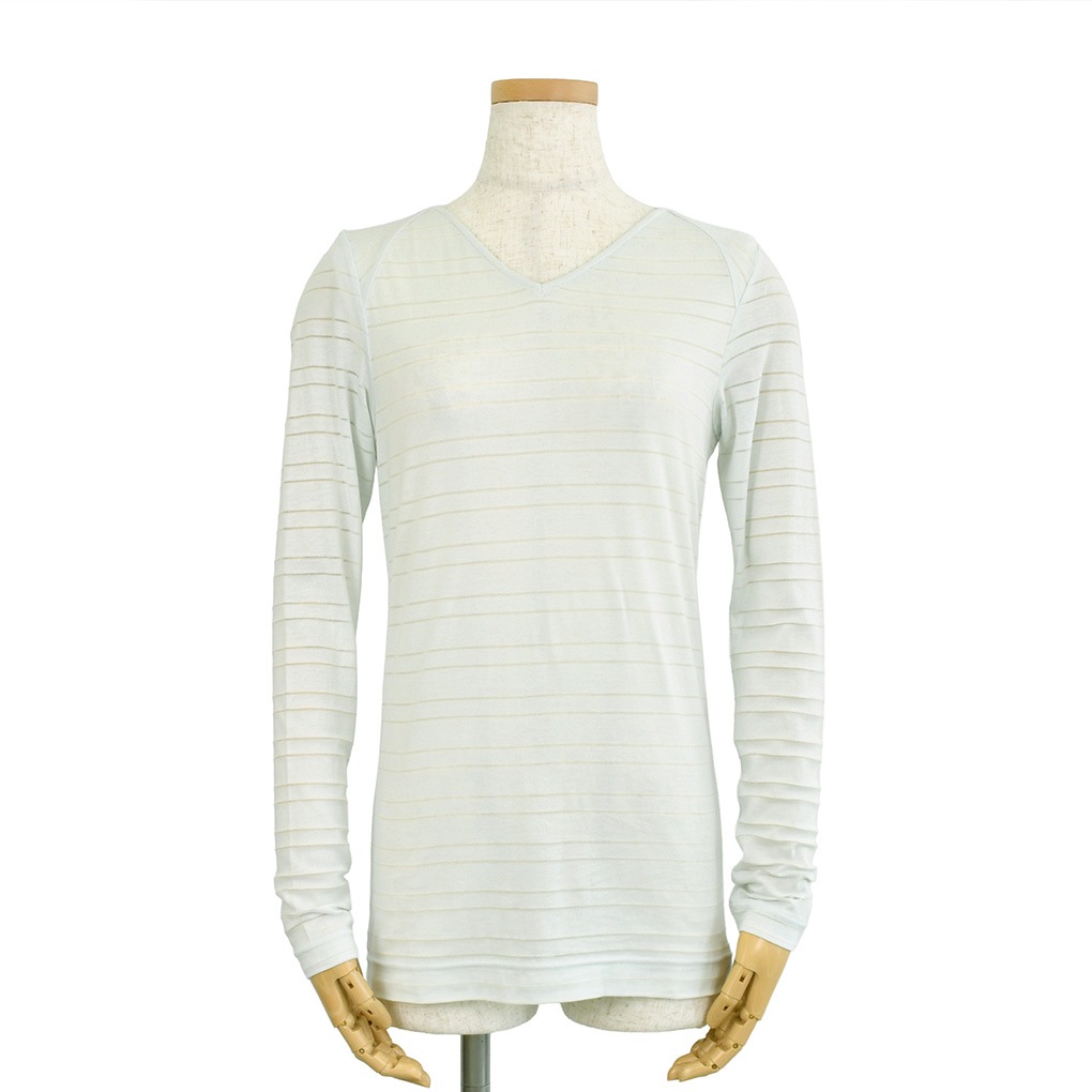 変わりV衿T-透かしボーダー