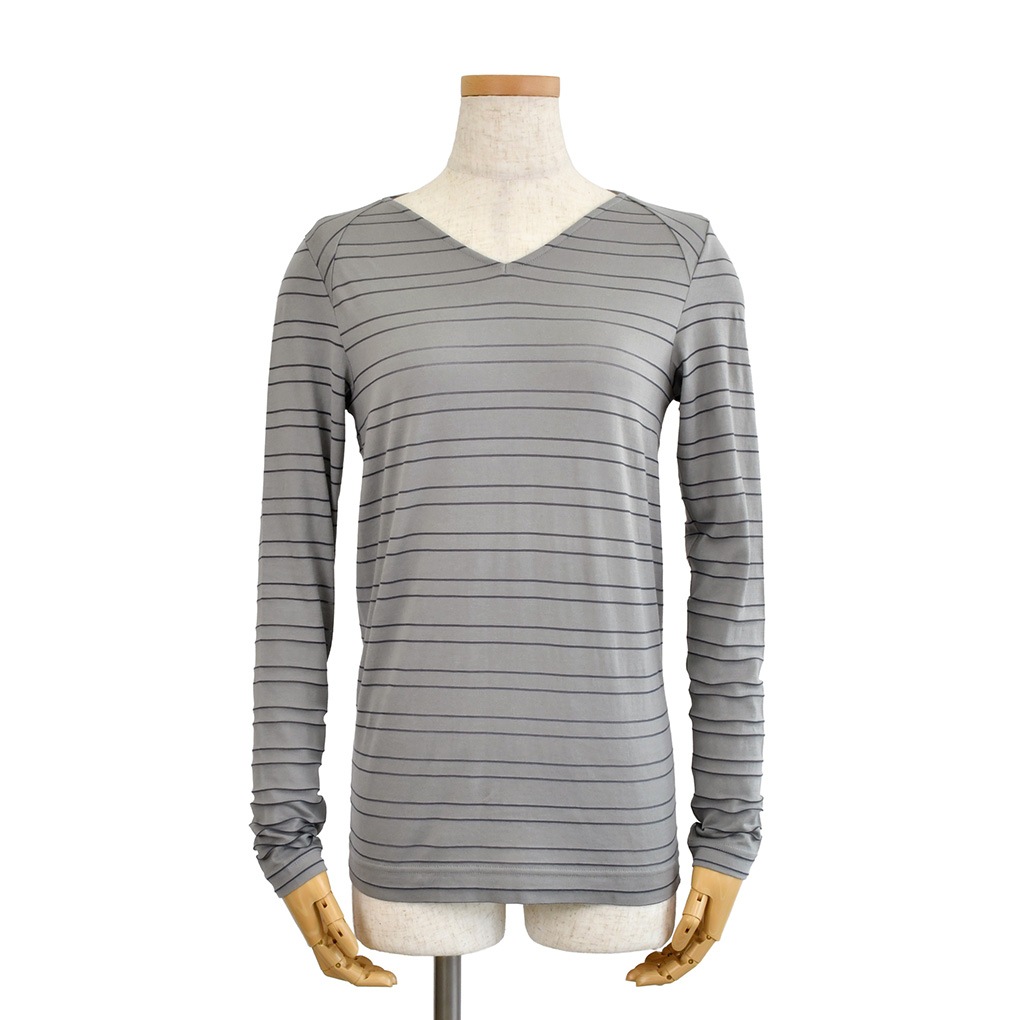 変わりV衿T-透かしボーダー