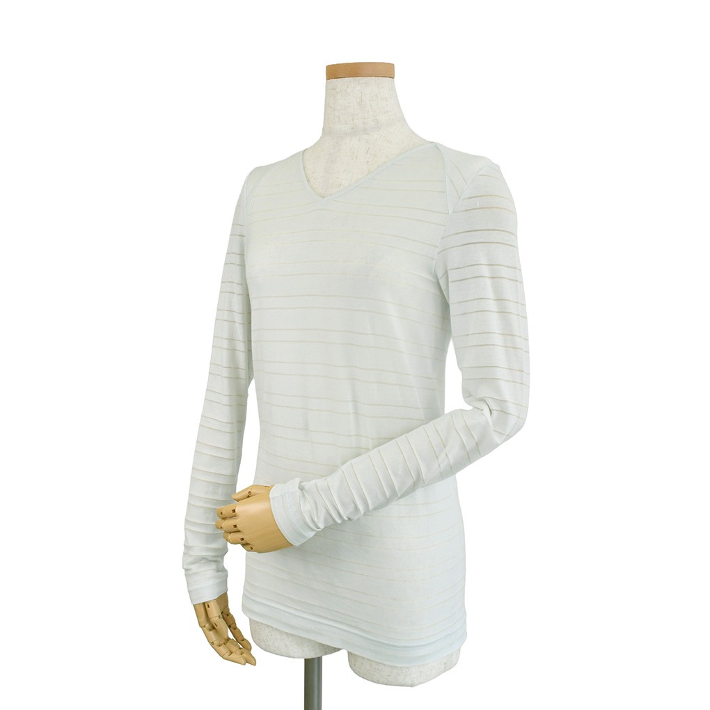 変わりV衿T-透かしボーダー