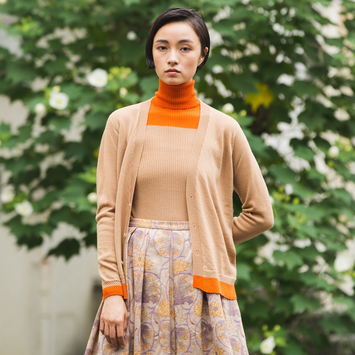 配色V衿カーディガン / Color Coordination V-neck Cardigan