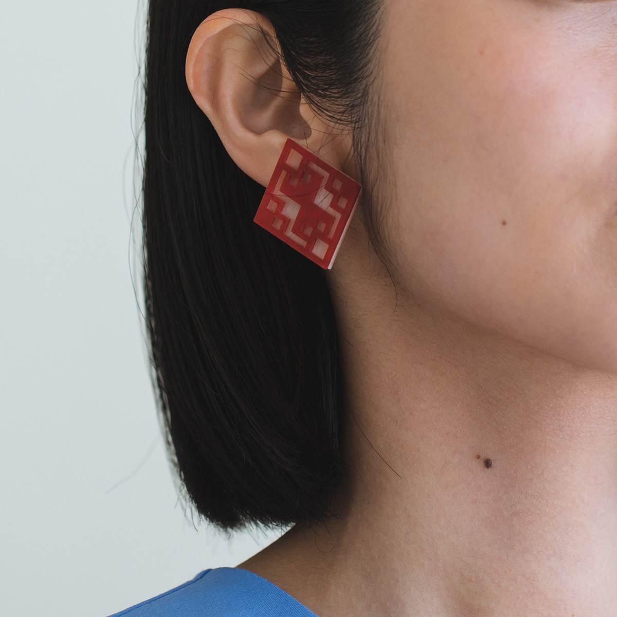 こぎん模様菱柄ピアス／イヤリング / “KOGINZASHI”Diamond-shaped Pattern Earring