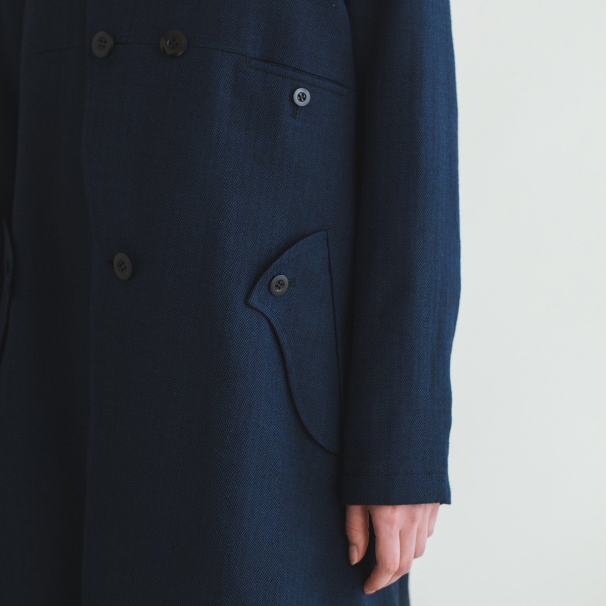 ヘリンボーン変わりラペルコート / Herringbone Long Coat