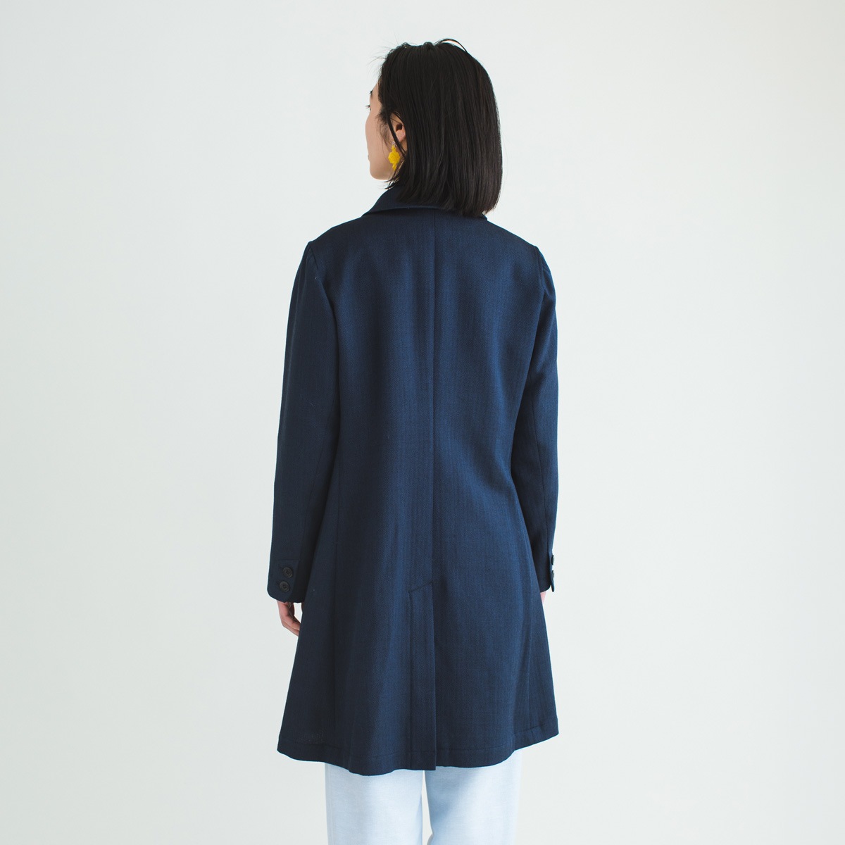ヘリンボーン変わりラペルコート / Herringbone Long Coat