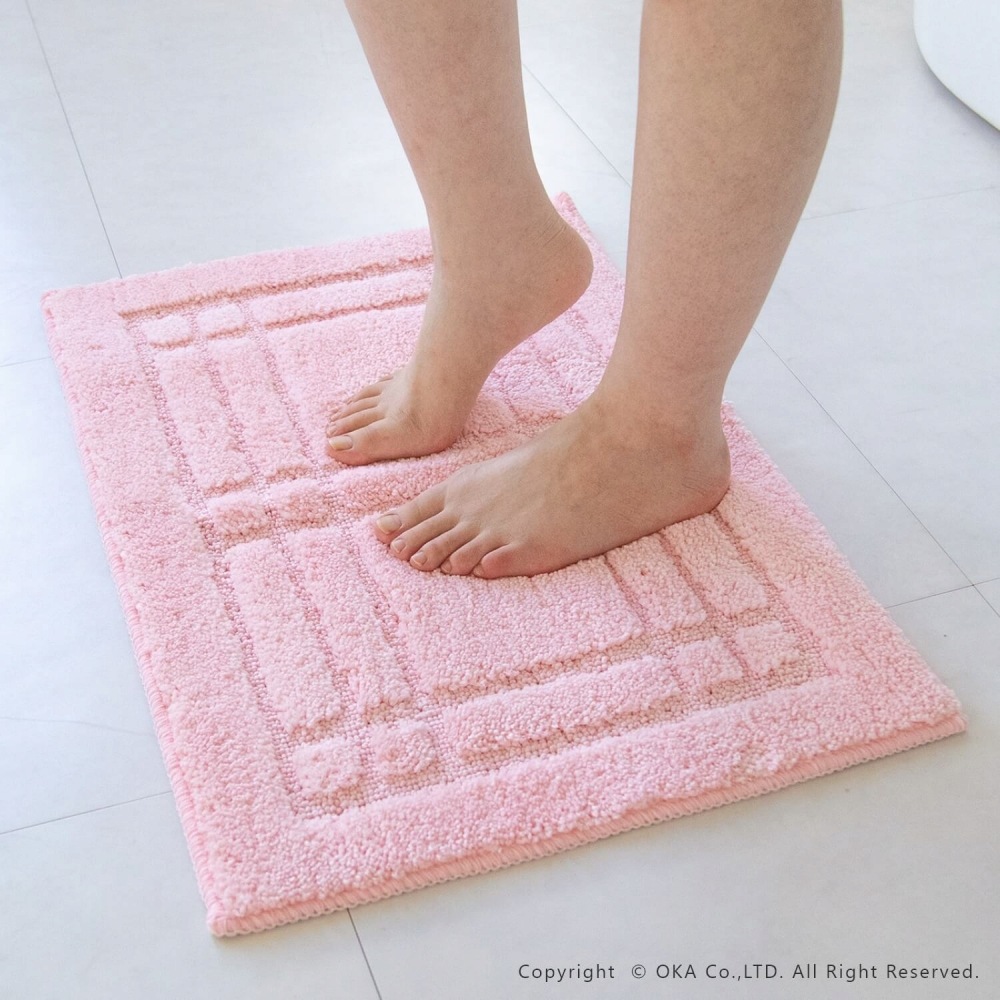 〔40個セット〕 バスマット/お風呂マット 〔45×65cm アイボリー〕 長方形 洗える 防滑加工 ポリエステル クリュム 〔脱衣所〕 40個セット バスマット⁄お風呂マット 45×65cm ピンク