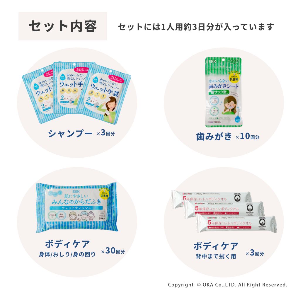 水のいらない 全身キレイセット （ 防災グッズ 防災セット 避難 断水