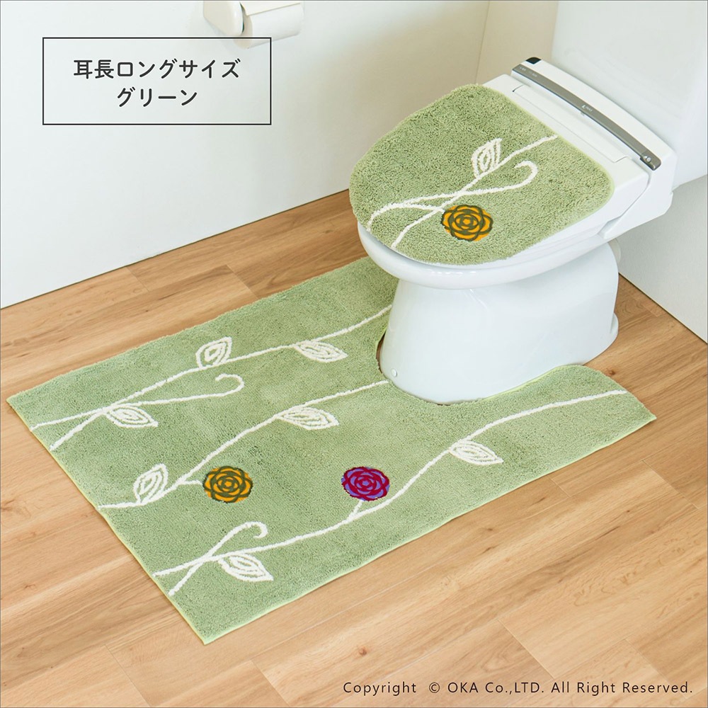 エトフ トイレ3点セット （ 耳長ロングトイレマット+トイレフタカバー