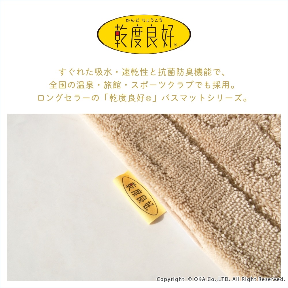 乾度良好ファイン バスマット 約60cm×85cm （ 洗える 吸水 速乾 抗菌