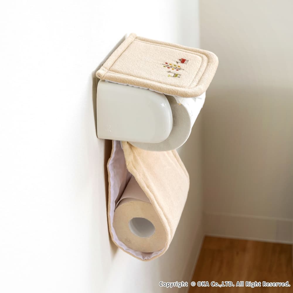 シエラ ペーパーホルダーカバー （ 洗える 紙巻器カバー ギャベ